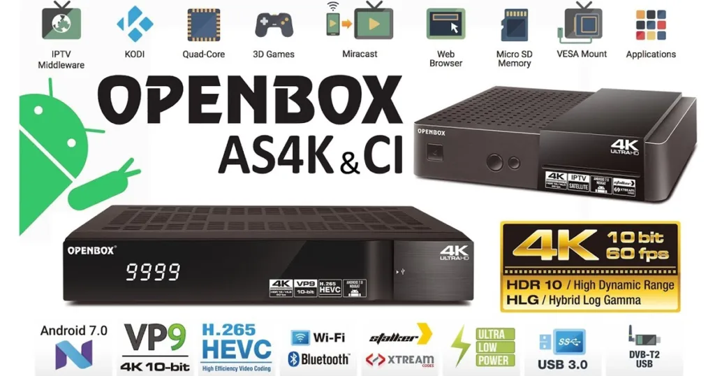 Features of Openbox AS4K, AS4K CI, and AS4K CI Pro+ with Android OS